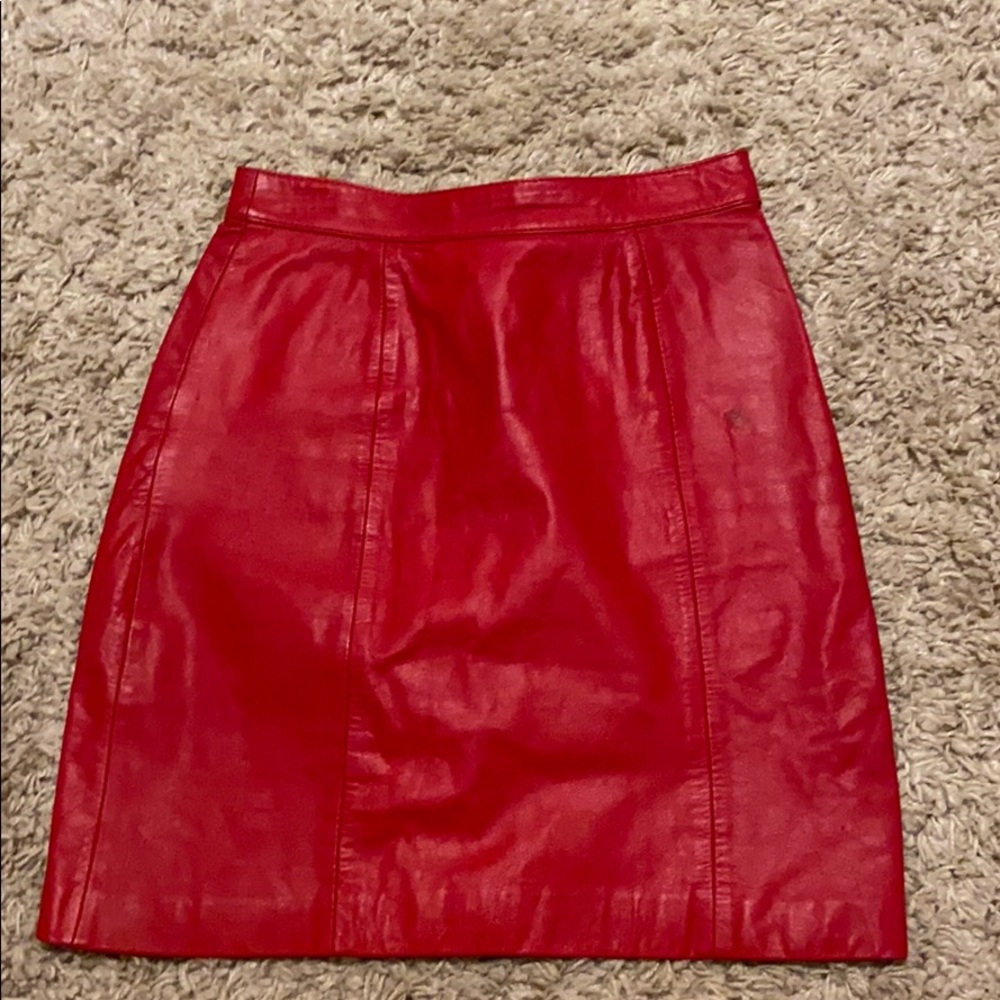 Bermans red leather skirt
